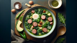 Receita Sopa de Caldo Verde Low Carb com Couve e Linguiça para o Dia a Dia