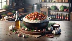 Receita Arroz Branco na Panela de Ferro com Alho Torrado e Bacon – Cozido Brasileiro Low Carb para o Dia a Dia